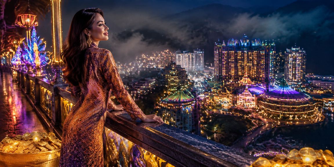 Suasana kasino Genting Highlands dengan latar batik tradisional Malaysia